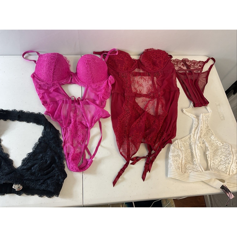 5 Piece sz S LOT Victorias Secret Bra Panties, Teddy Lingerie Some NEW lacy Sexy